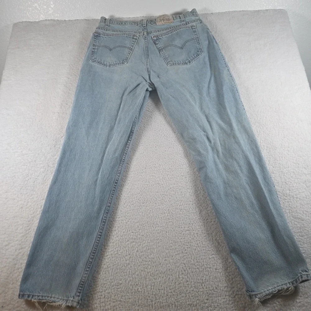 Vintage Levis 545 Jeans Mens 36x33  Light Wash Blue Denim Loose Fit 90s Distress